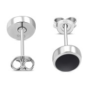 Large Black Onyx Oval Stud Silver Earrings, e313